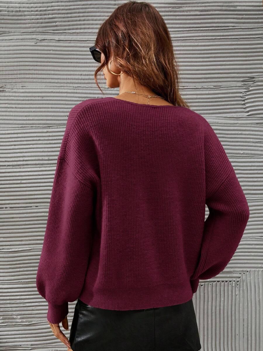 luźny sweter v neck 
