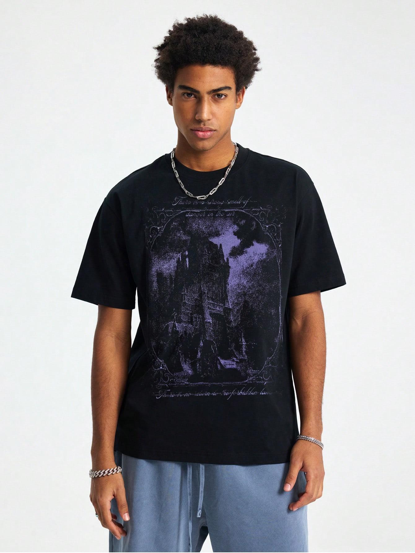 czarny t-shirt print