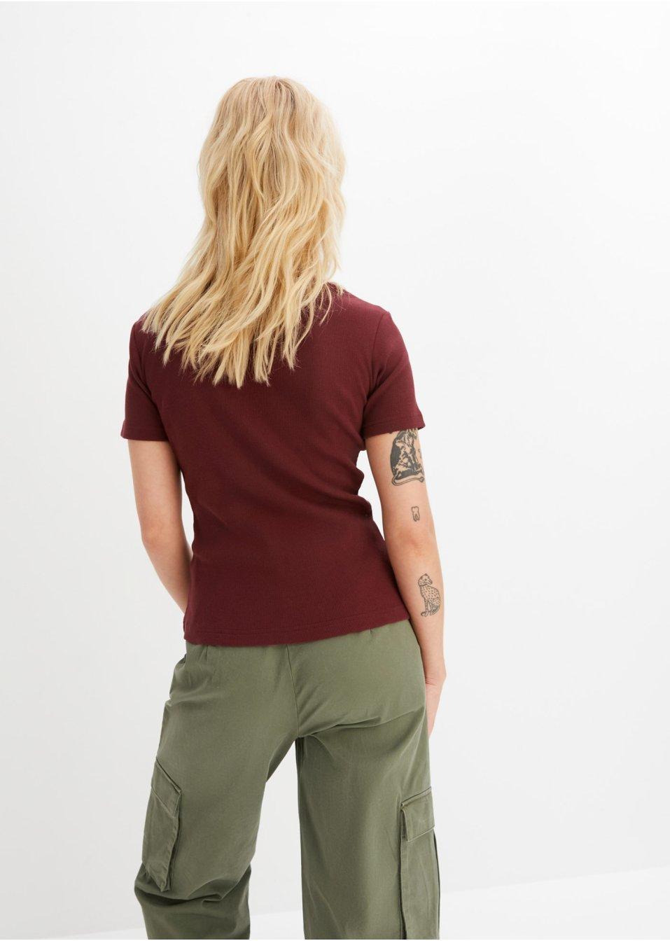 BORDOWY T-SHIRT V-NECK 