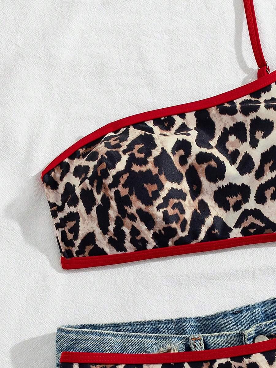 dwuczęściowy strój kąpielowy animal print