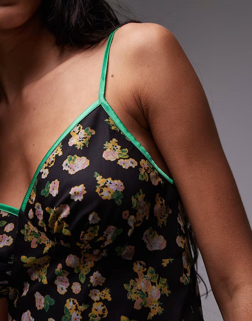 top na ramiączkach floral print 