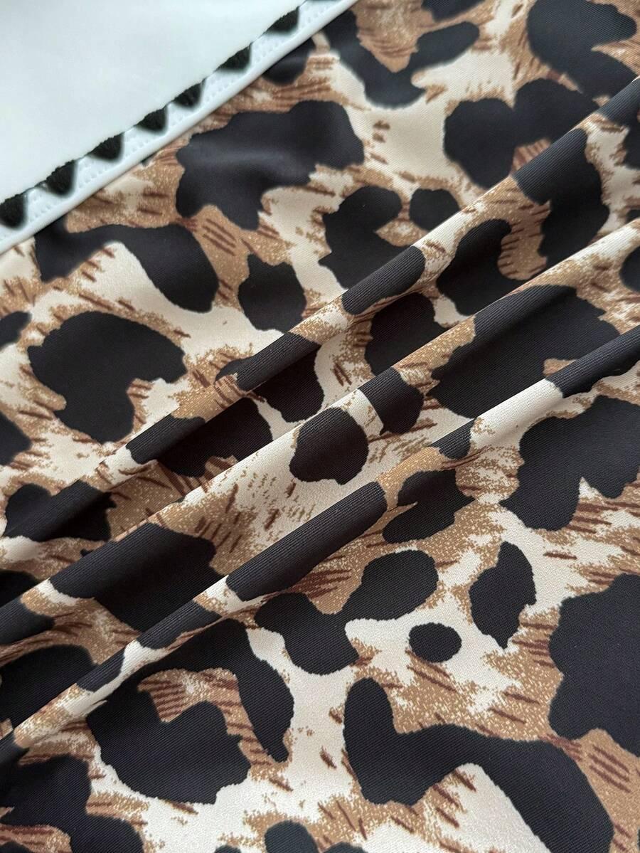 jednoczęściowy strój kąpielowy animal print wycięcie