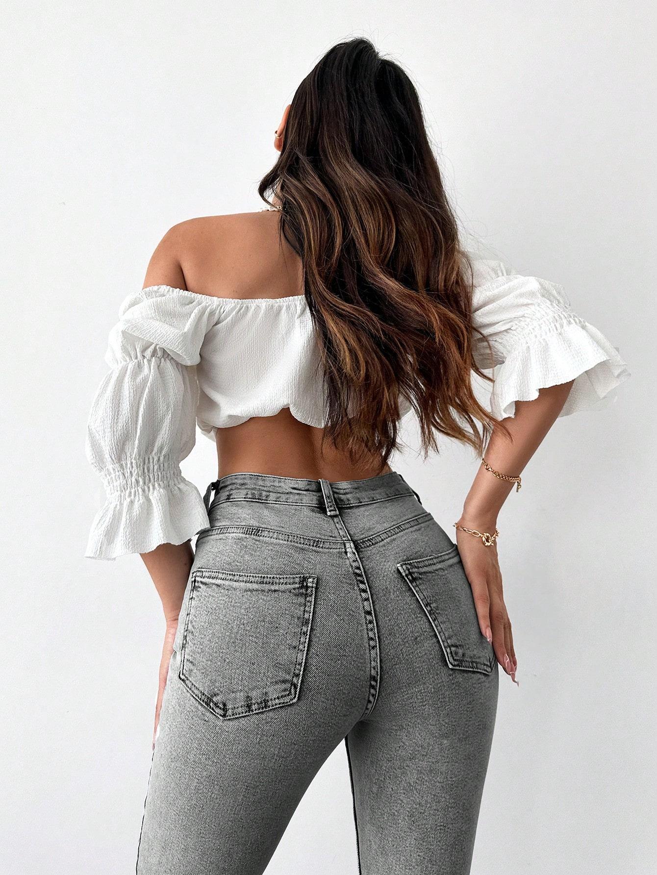 SZARE SPODNIE JEANS