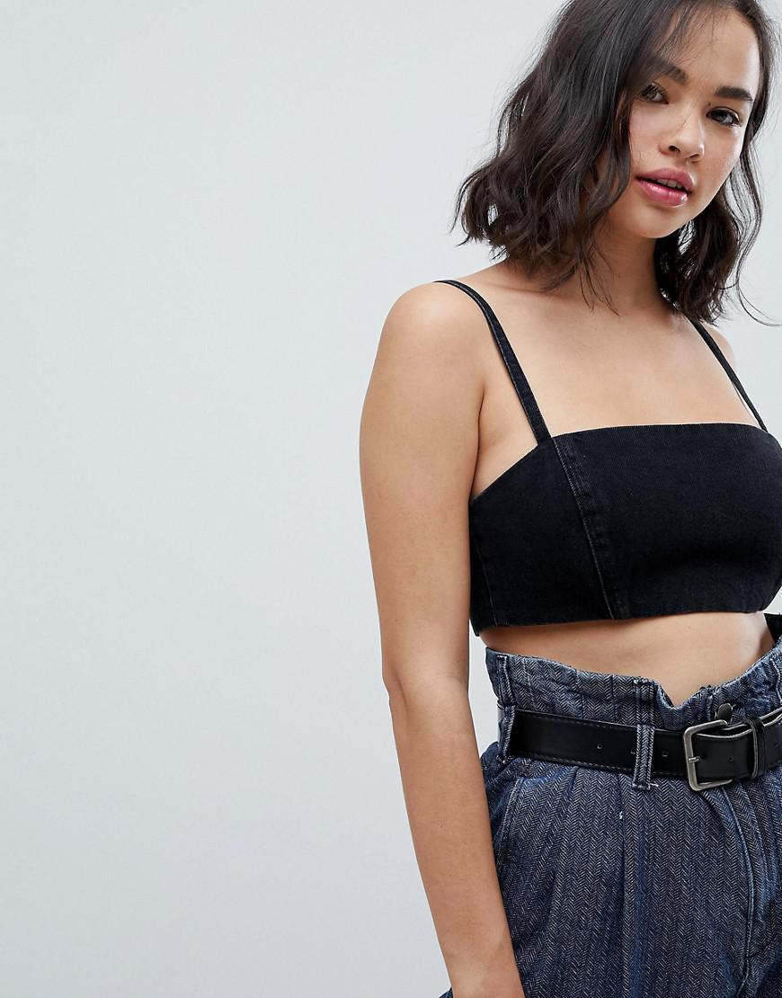 JEANSOWY CROP TOP RAMIĄCZKA