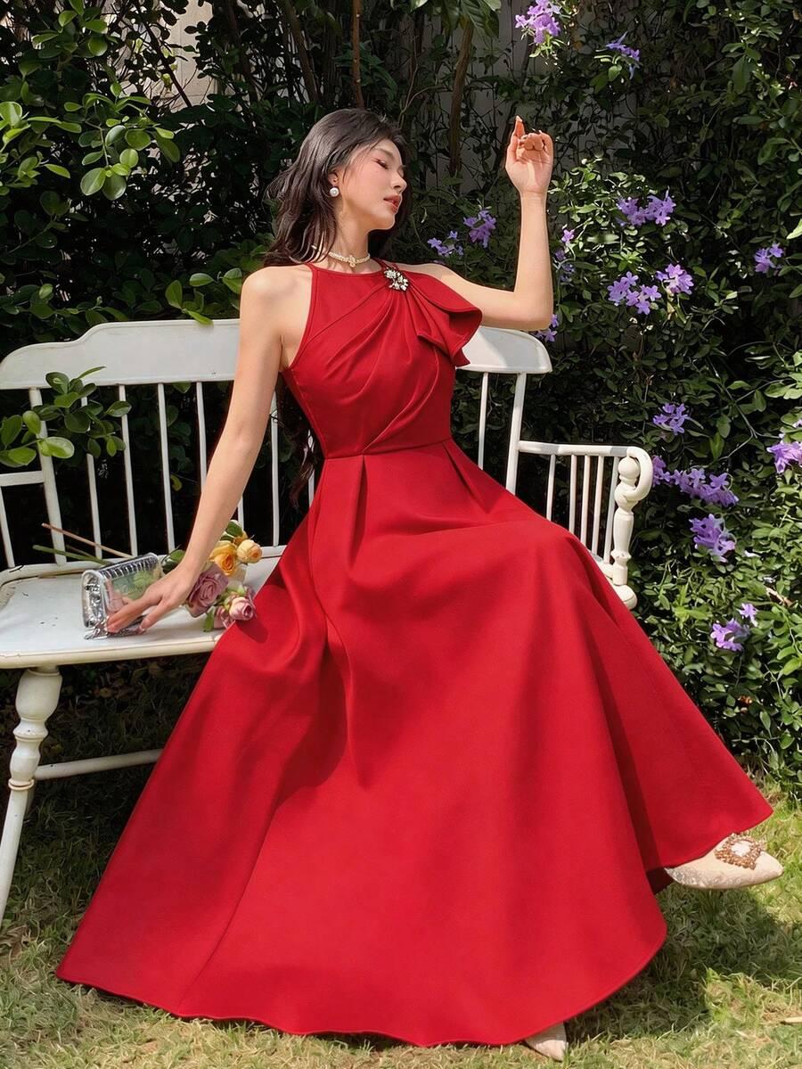 czerwona maxi sukienka