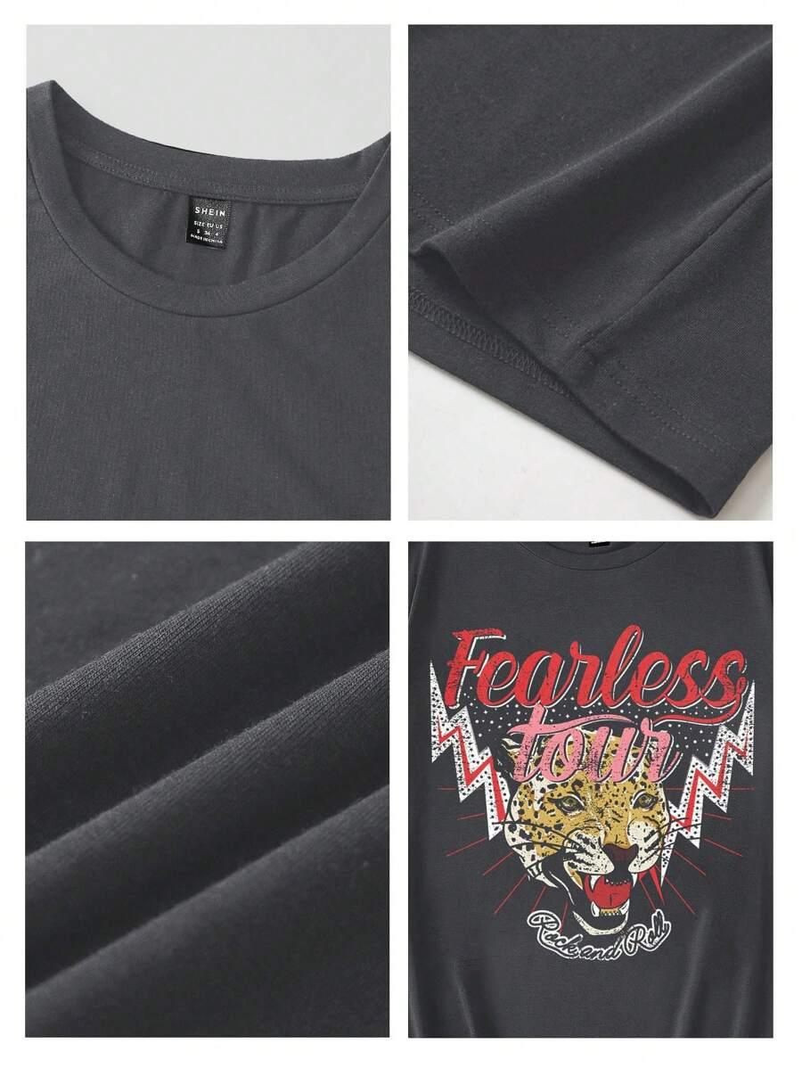 SZARY T-SHIRT nadruk
