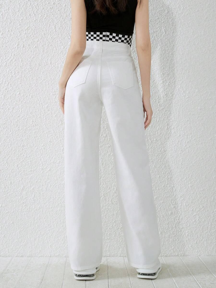 BIAŁE SPODNIE JEANS