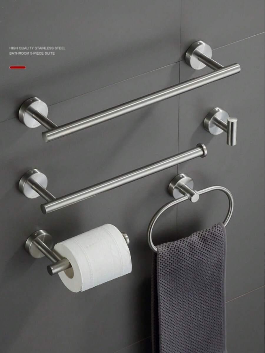 srebrny wieszak łazienkowy 5-pack