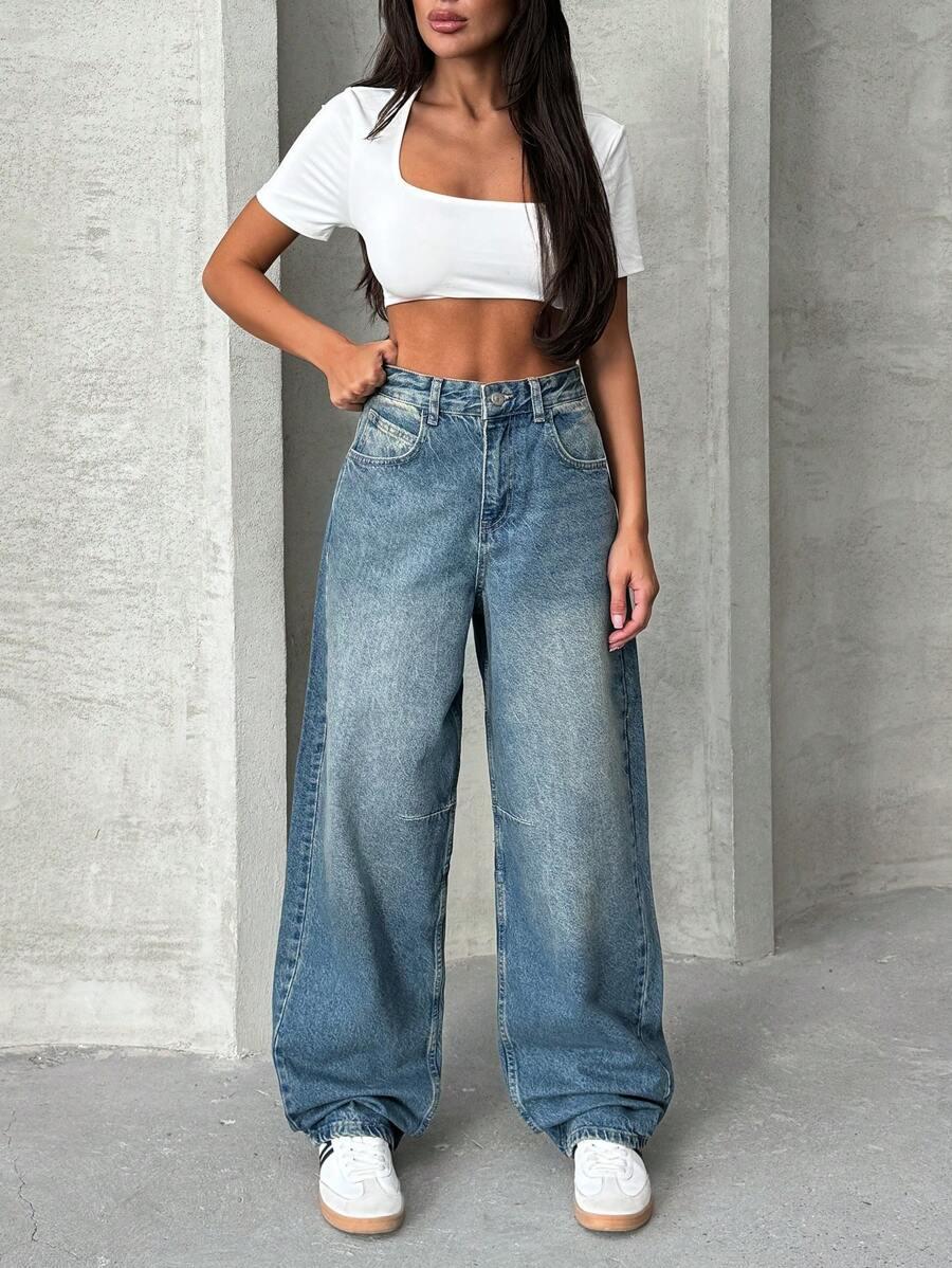 spodnie jeans z wysokim stanem