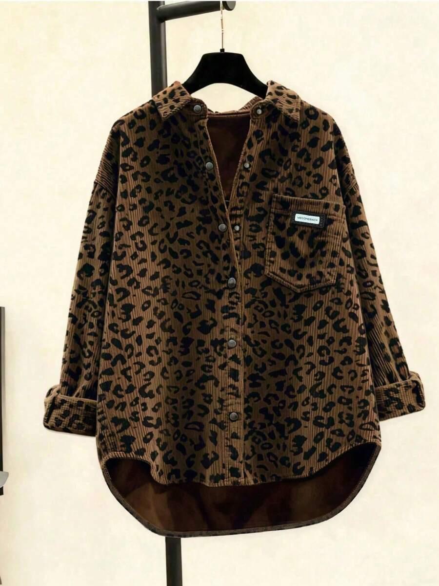 brązowa koszula animal print
