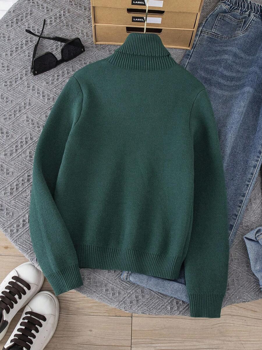 zielony ocieplany sweter