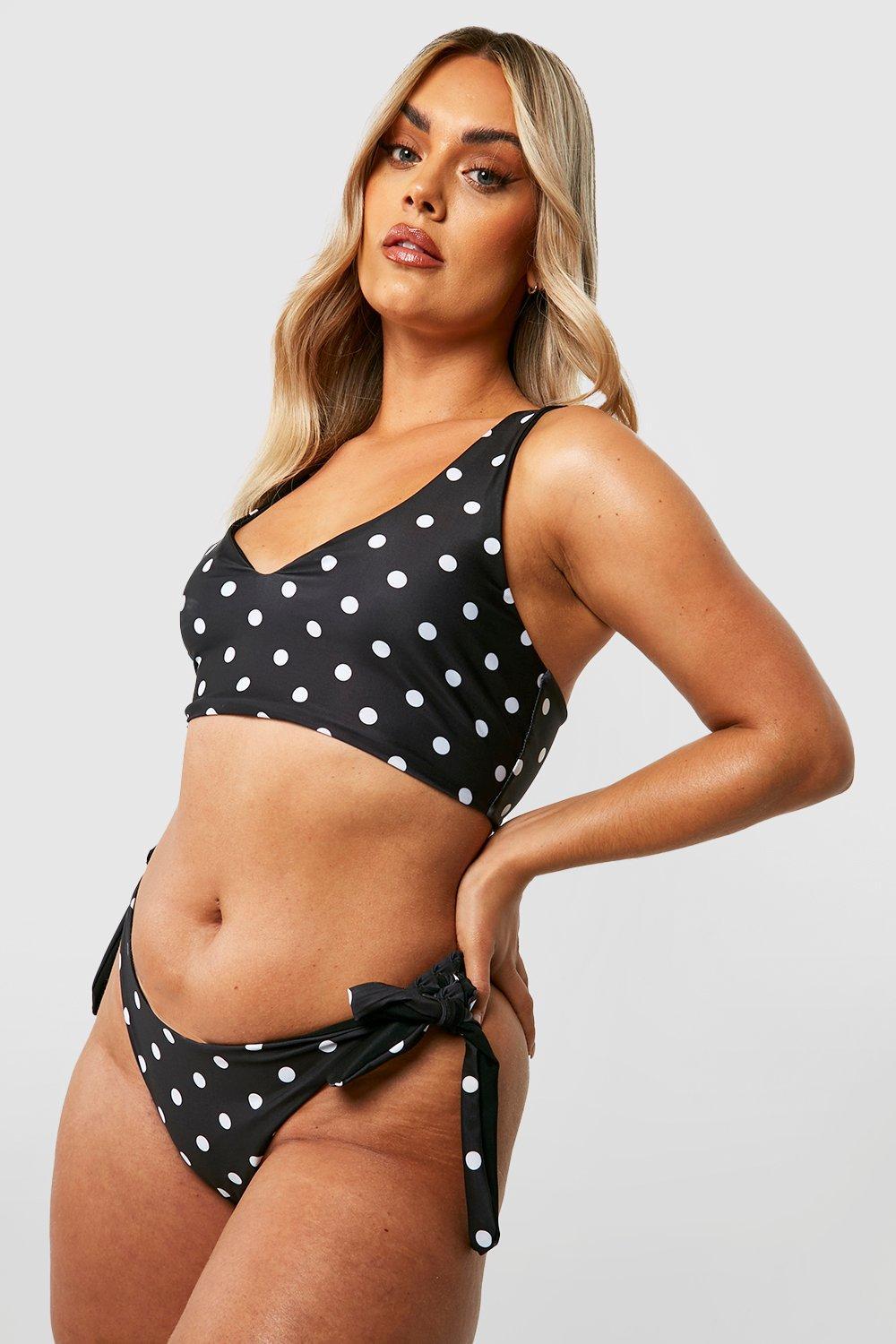 majtki bikini dół stroju kąpielowego wiązanie polka dot