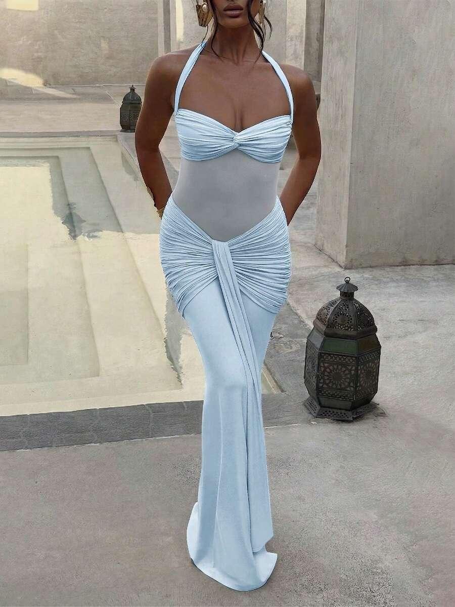 niebieska maxi sukienka