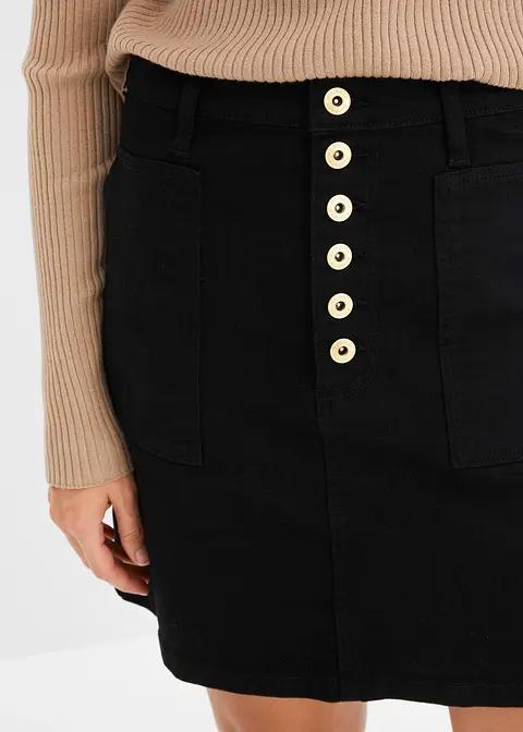 czarna spódnica jeans guziki
