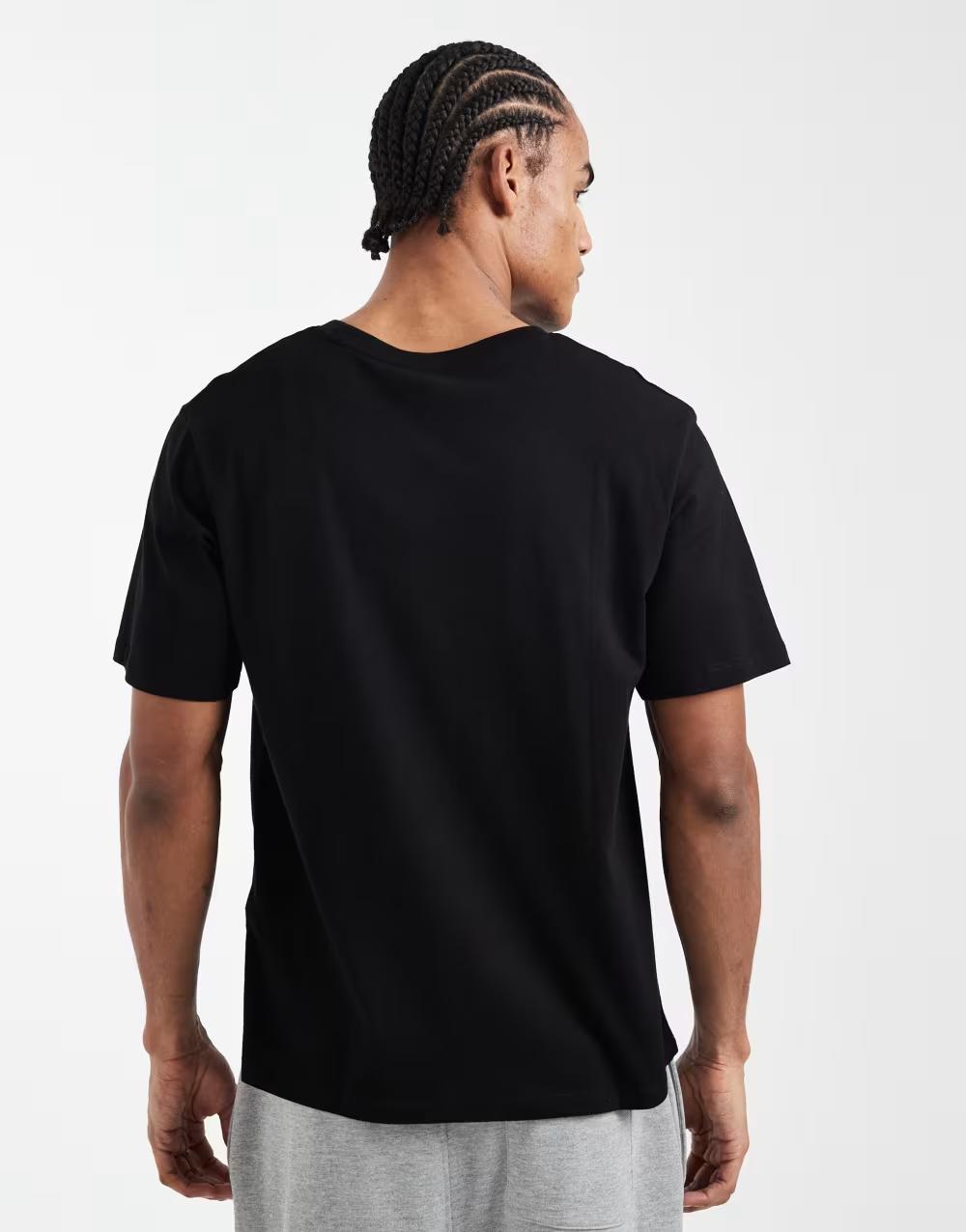 CZARNY BAWEŁNIANY GŁADKI T-SHIRT NADRUK