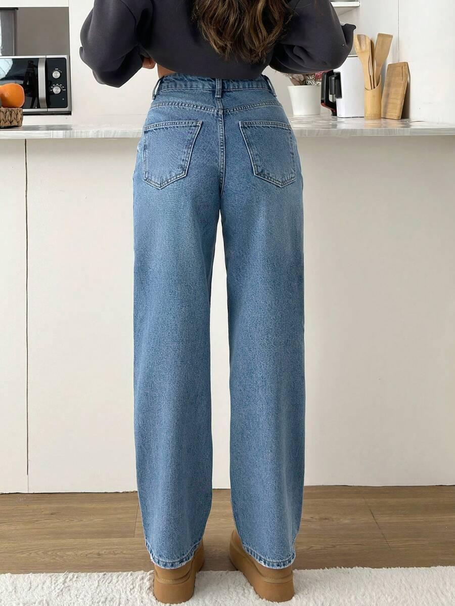 niebieskie spodnie jeans wysoki stan 