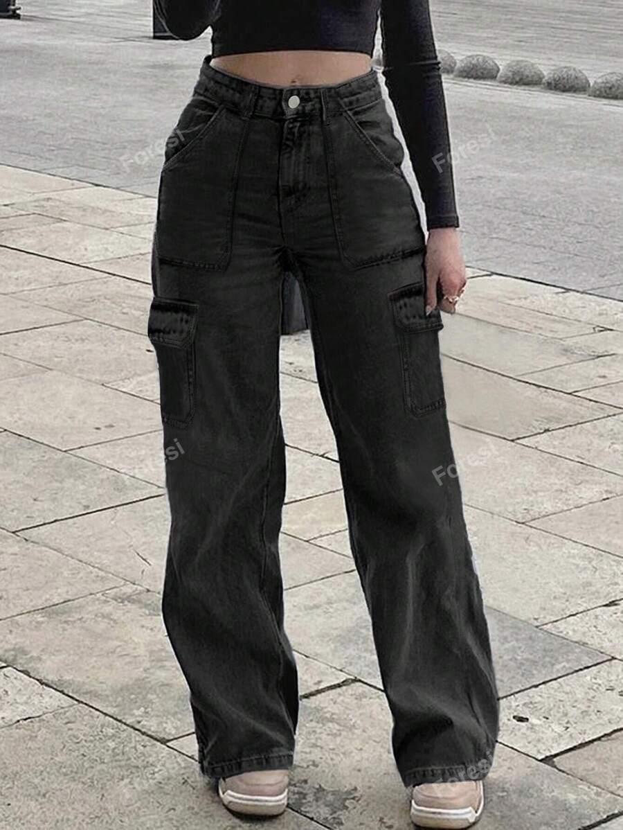 CZARNE SPODNIE JEANS