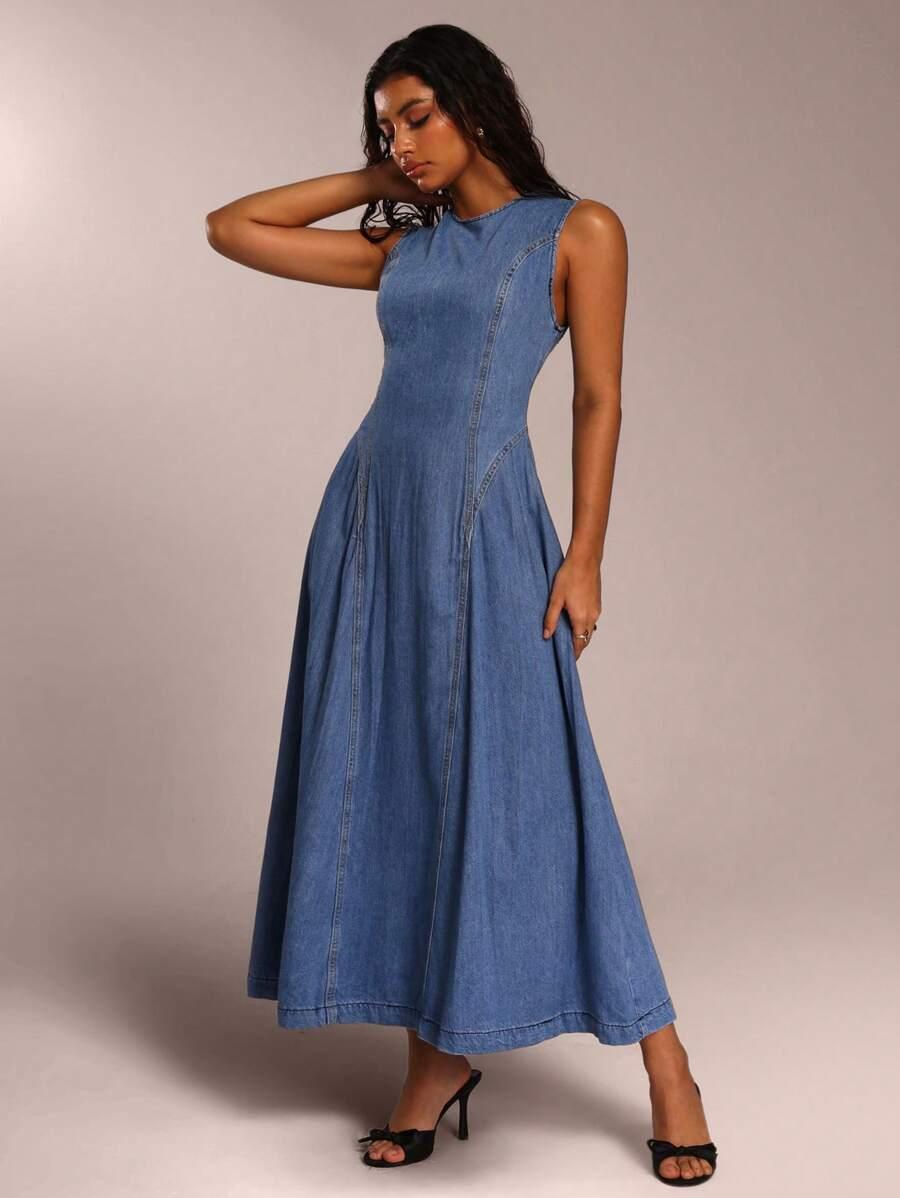 NIEBIESKA MAXI SPÓDNICA JEANS 