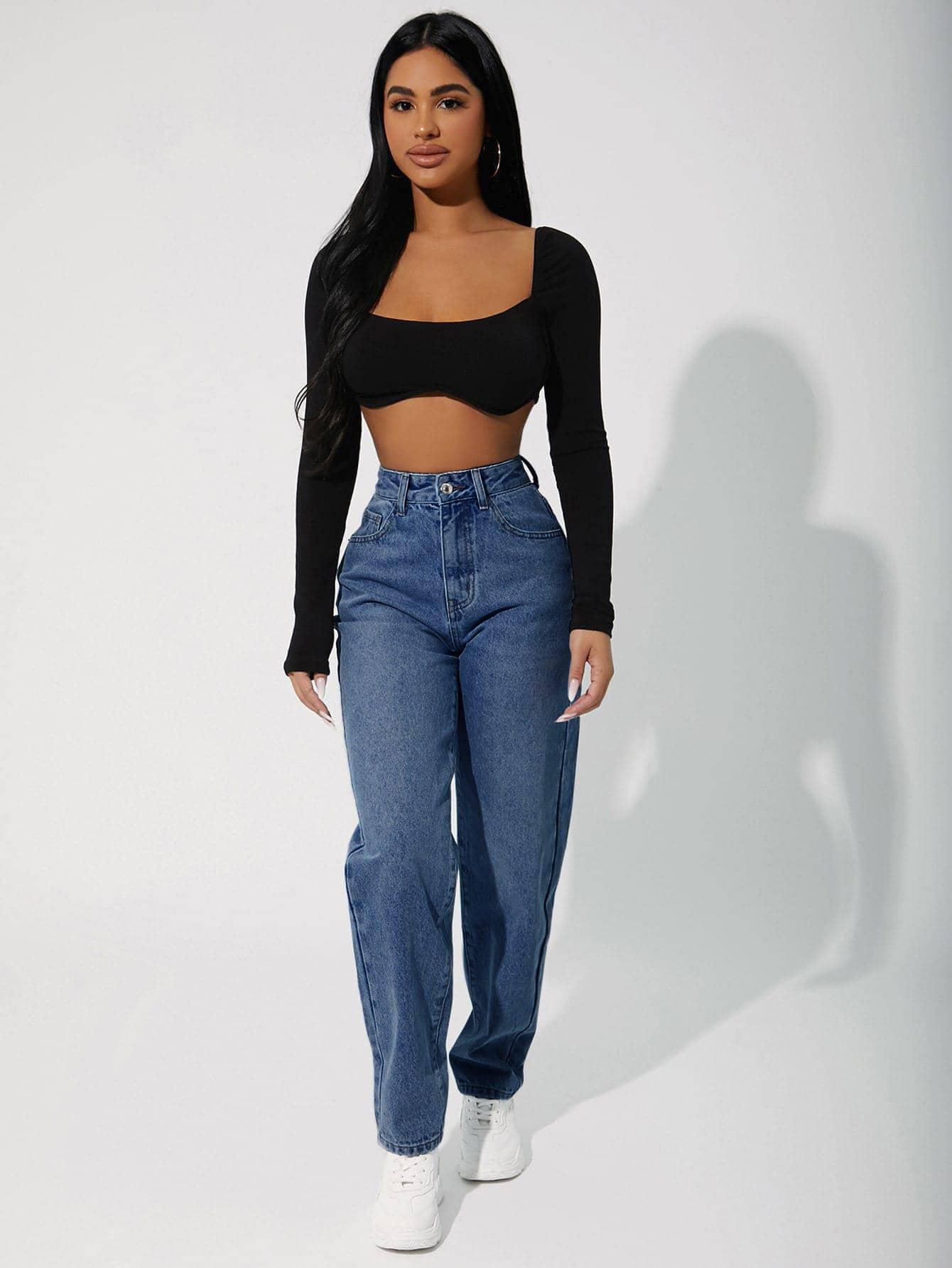 PROSTE SPODNIE JEANS WYSOKI STAN