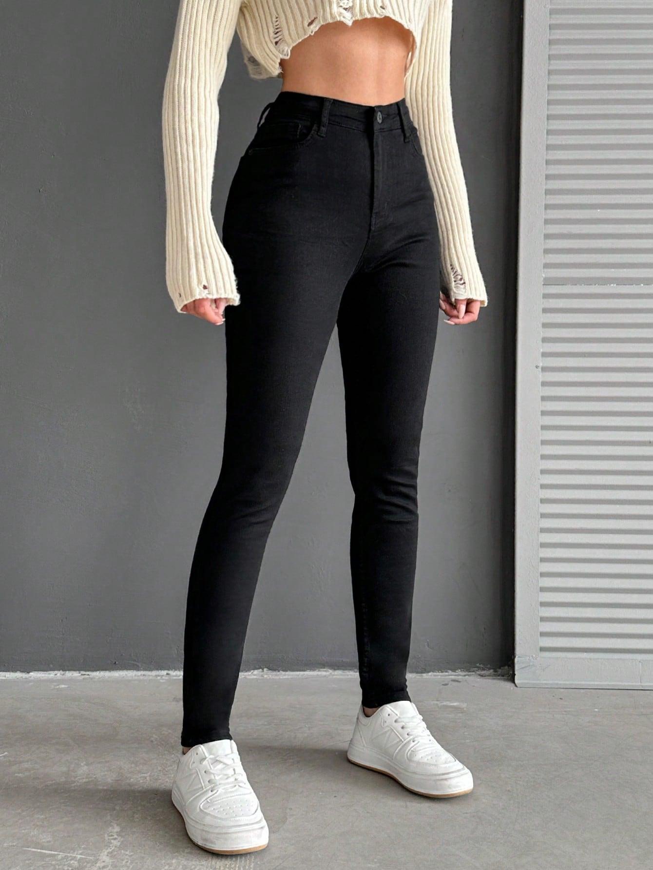 CZARNE SPODNIE JEANS 