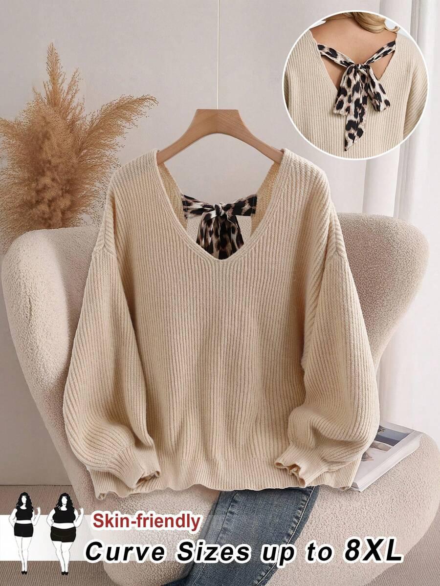 beżowy sweter wiązanie
