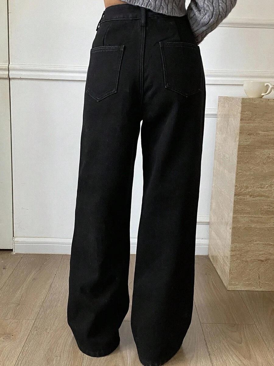 czarne ocieplane spodnie jeans