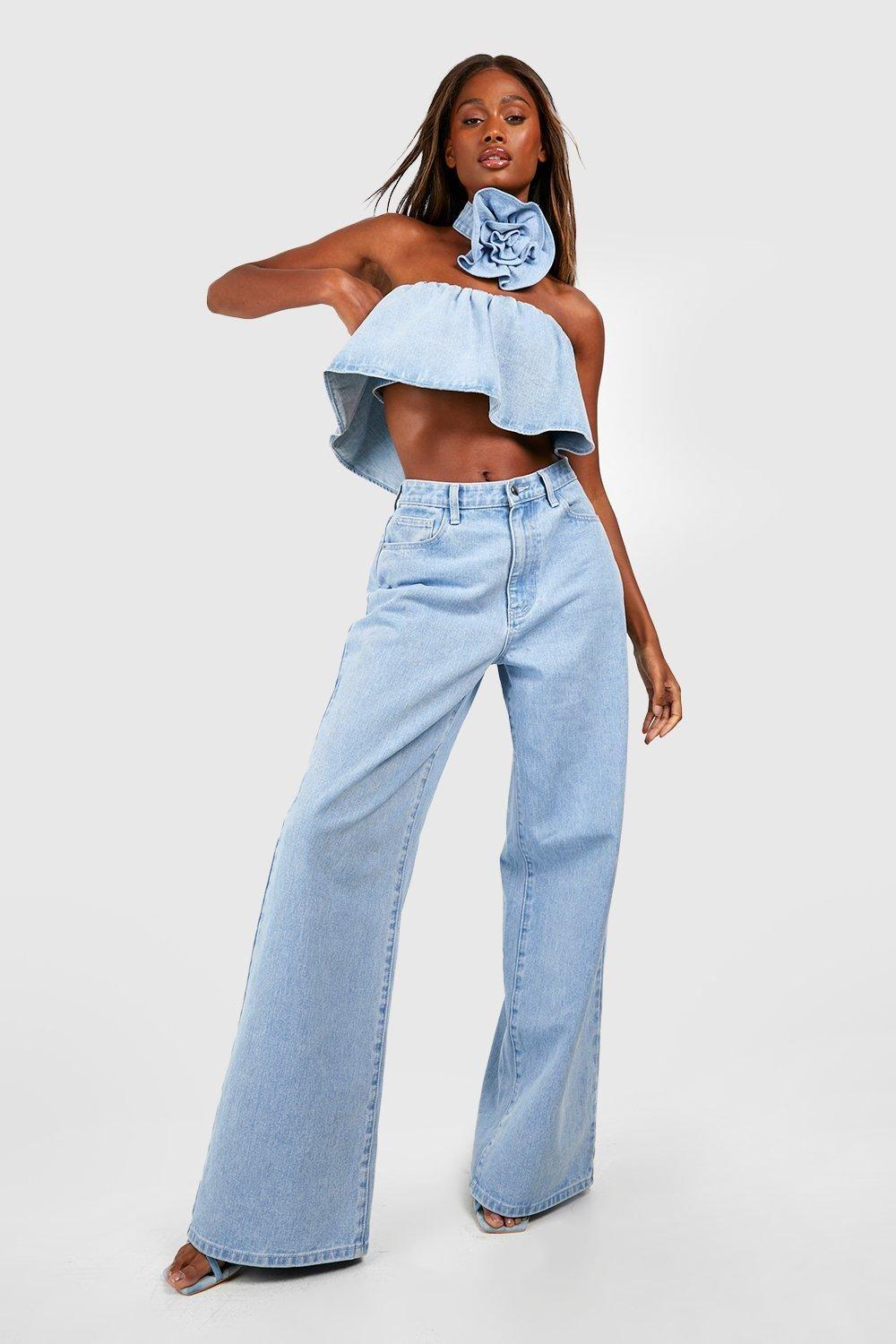 TOP JEANSOWY Z CHOKEREM