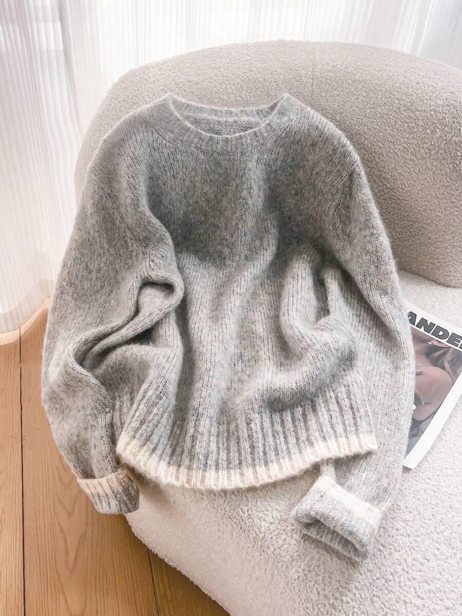 sweter okrągły dekolt 