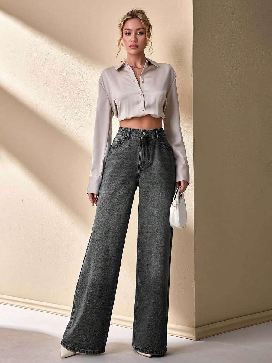 spodnie jeans wysoki stan