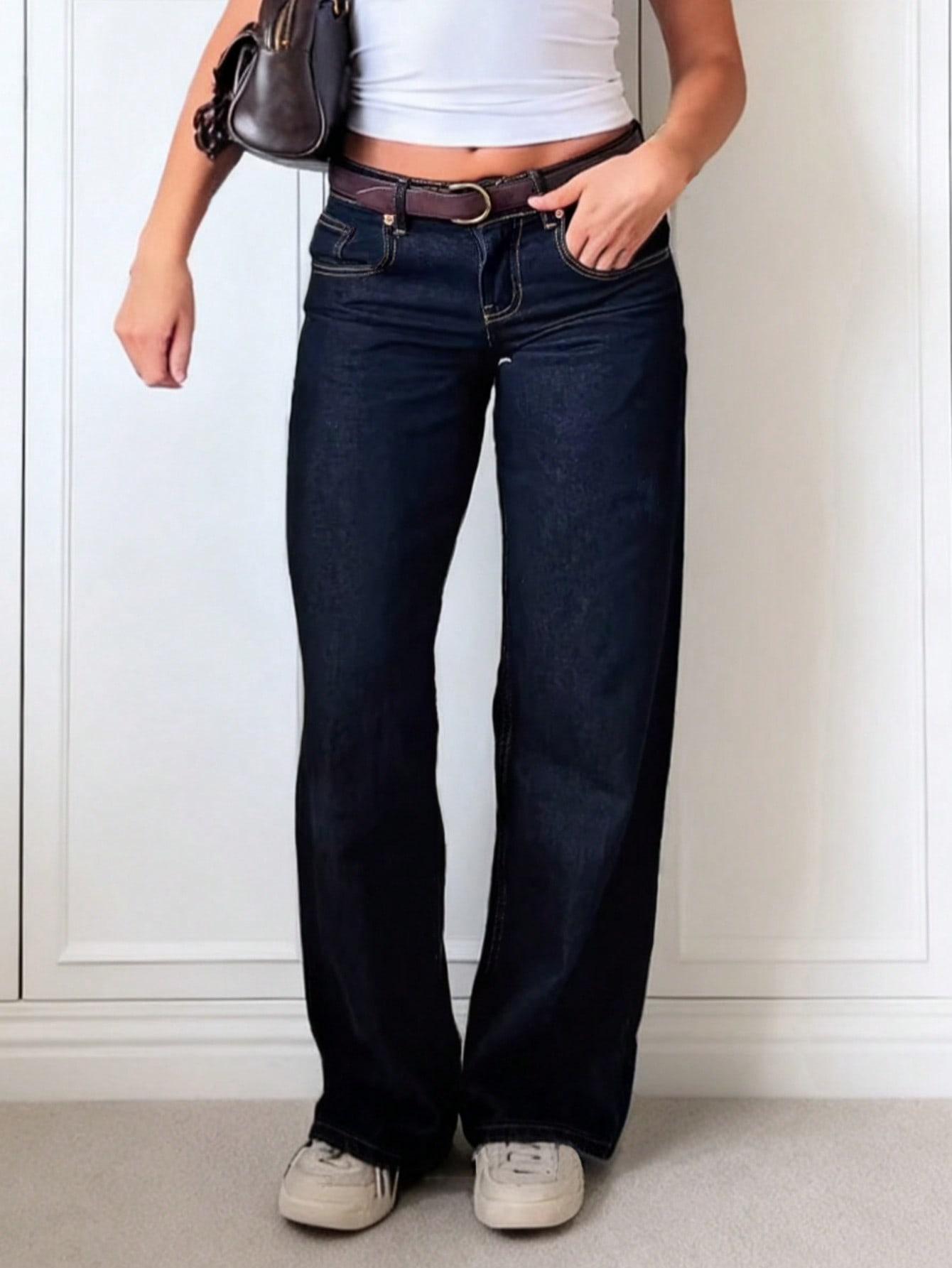 GRANATOWE SPODNIE JEANS