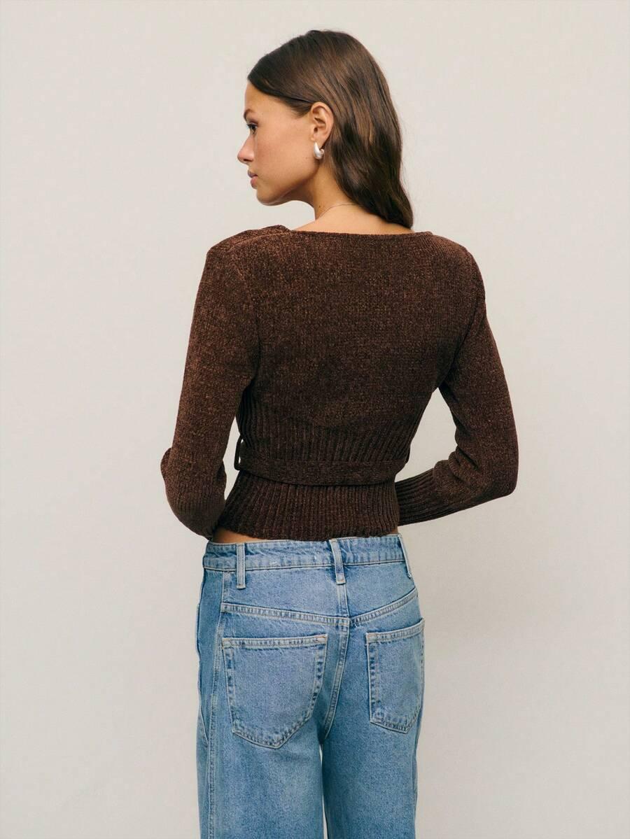 SWETER Z DŁUGIM RĘKAWEM I PASKIEM 