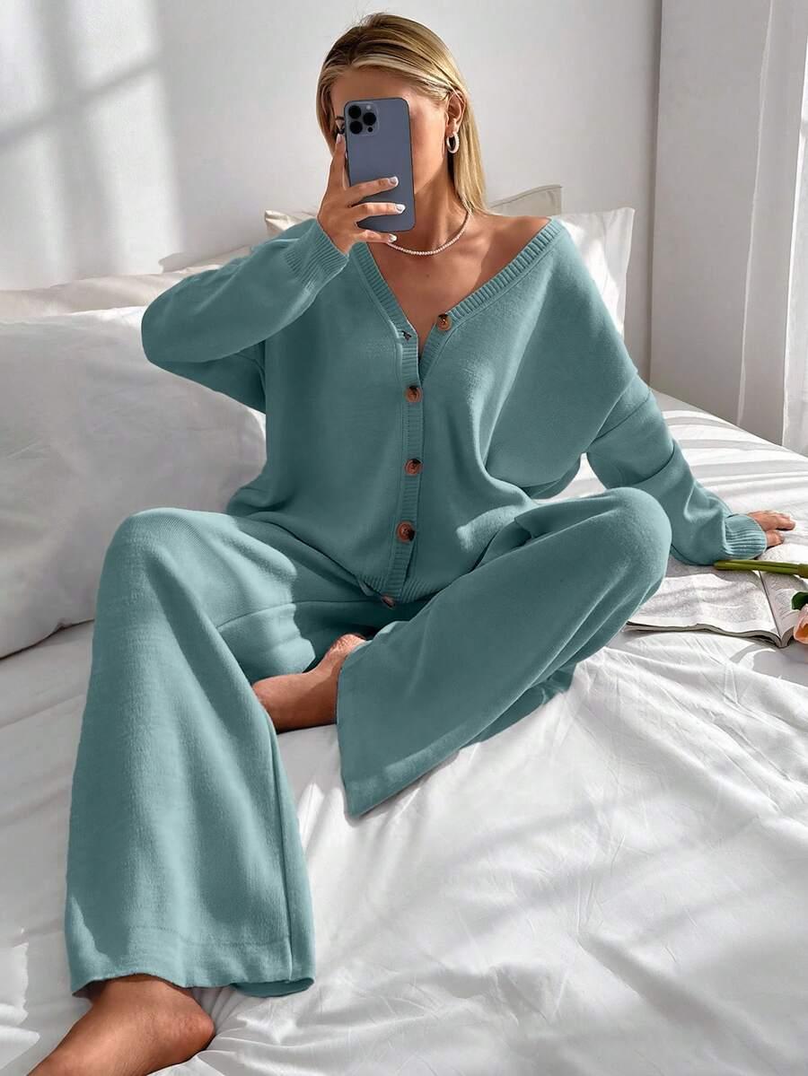 SWETER SPODNIE DZIANINOWY KOMPLET