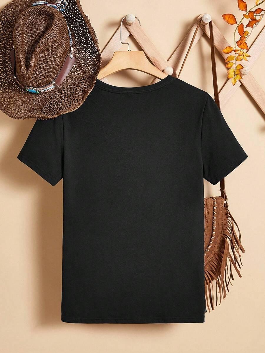 CZARNY T-SHIRT PRINT