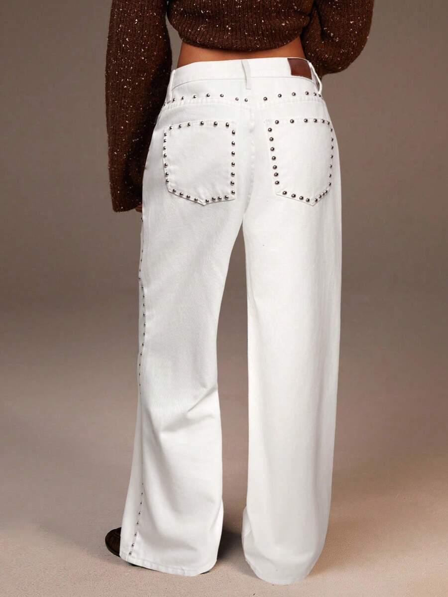 BIAŁE SPODNIE JEANS DŻETY 