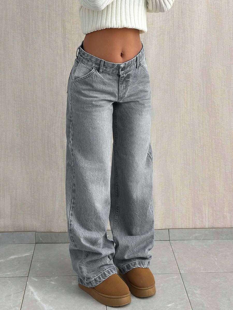 SZARE SPODNIE JEANS 