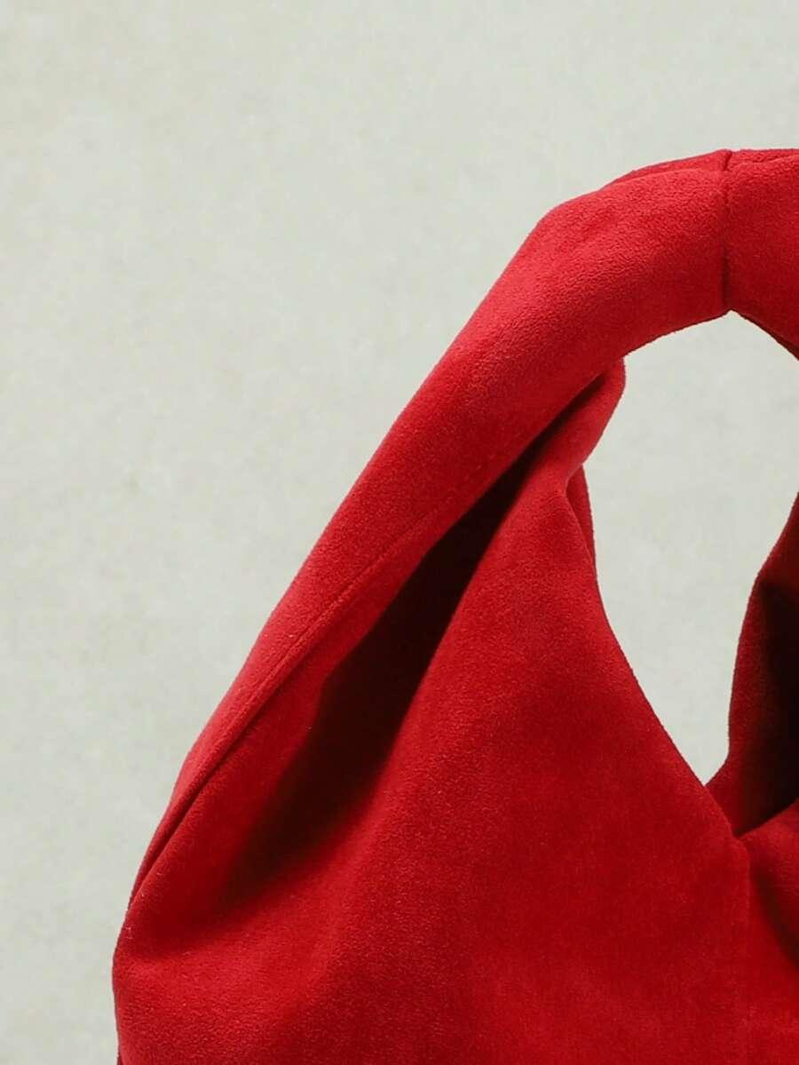 czerwona torebka imitacja zamszu