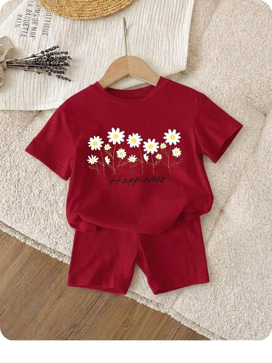 czerwony komplet t-shirt spodenki