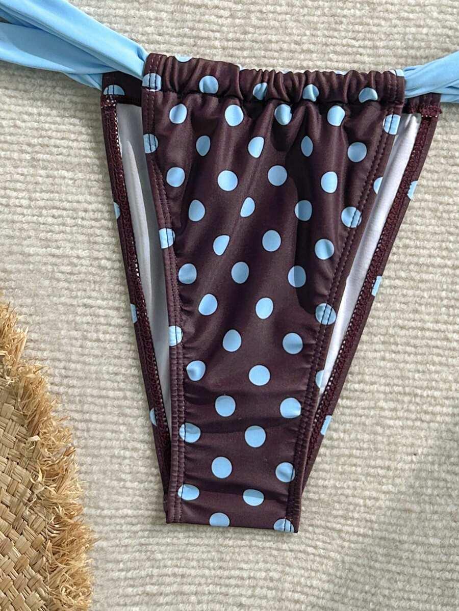 dwuczęściowy strój kąpielowy wzór grochy