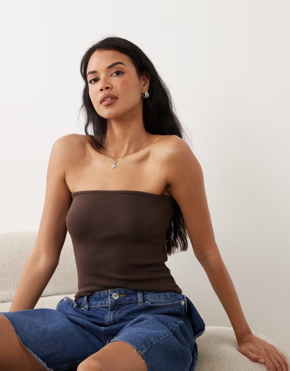 brązowy top bandeau