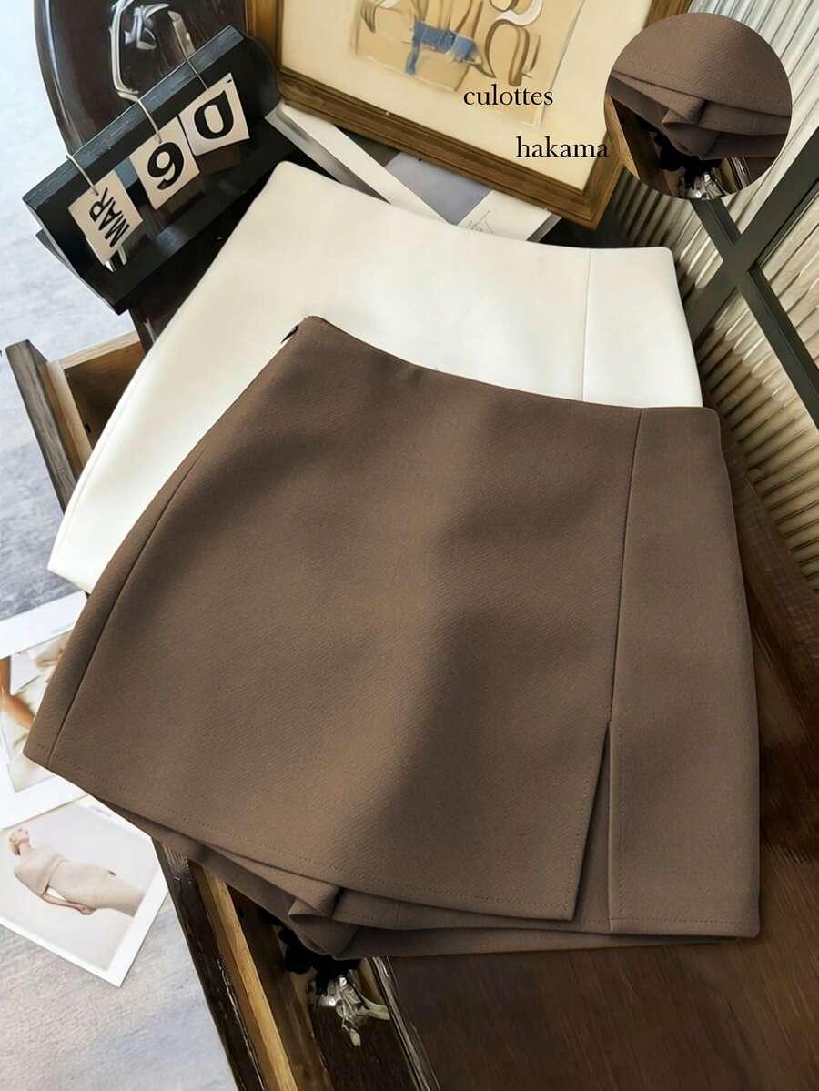 brązowe mini spódnico-spodenki 