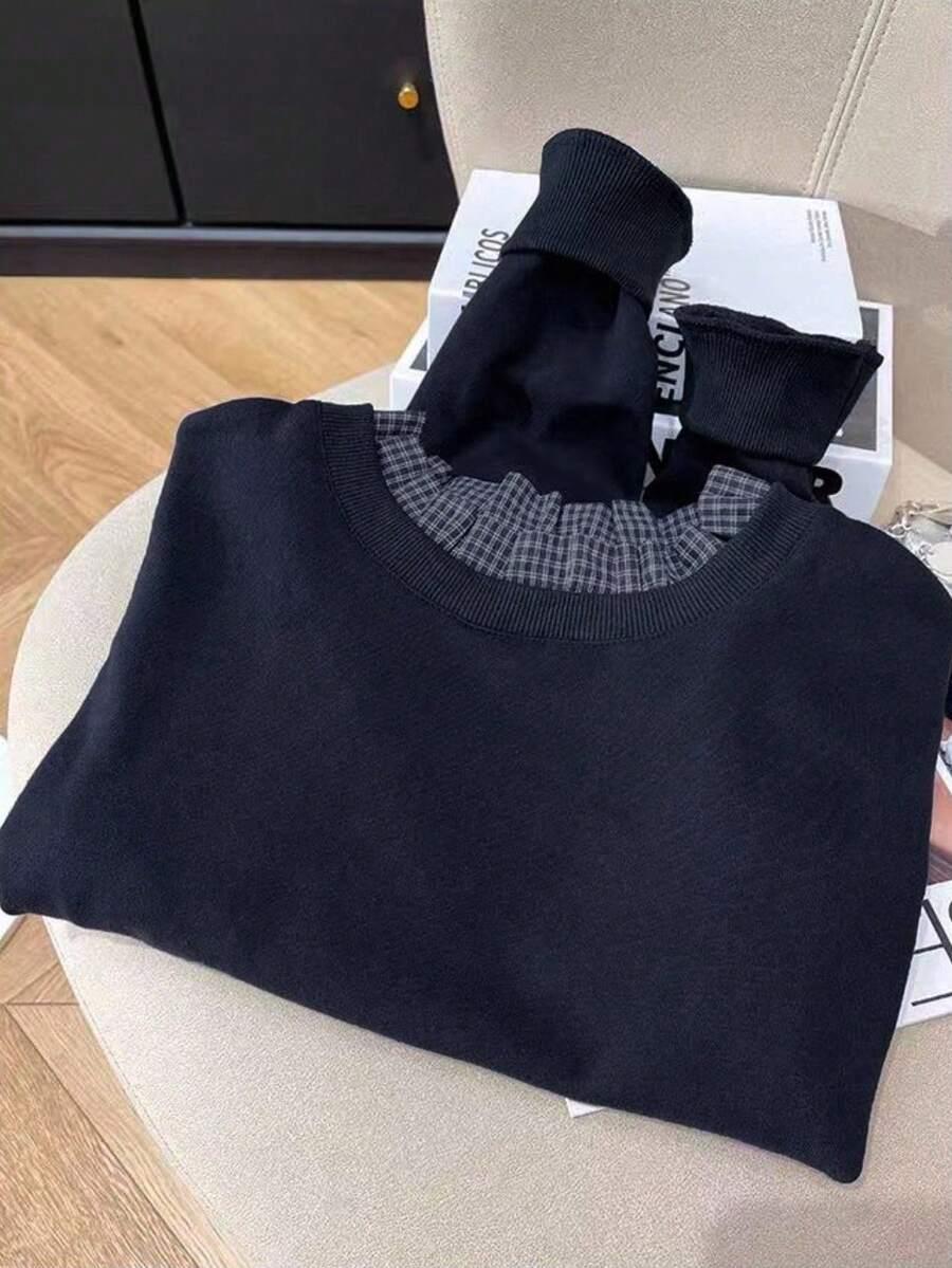 GRANATOWY SWETER DŁUGI RĘKAW