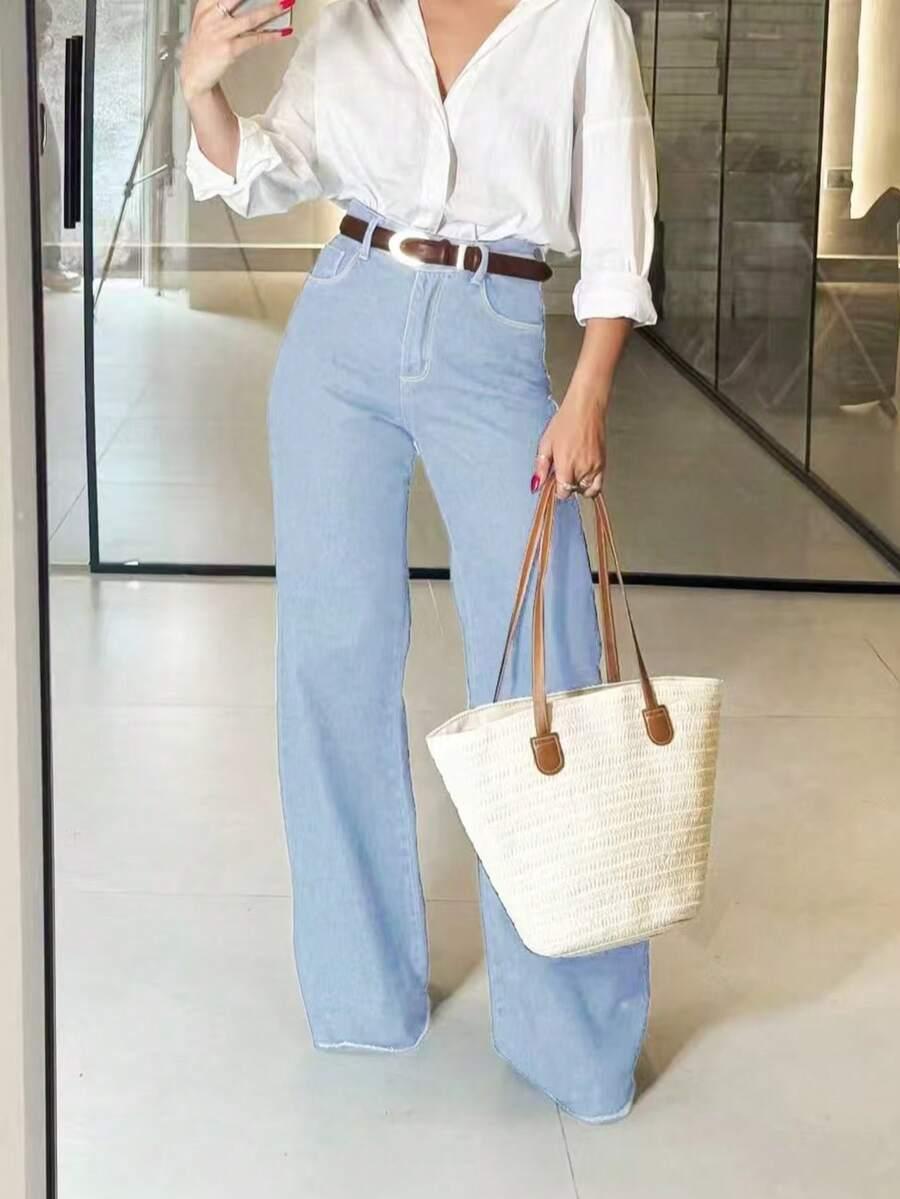 Niebieskie spodnie jeans