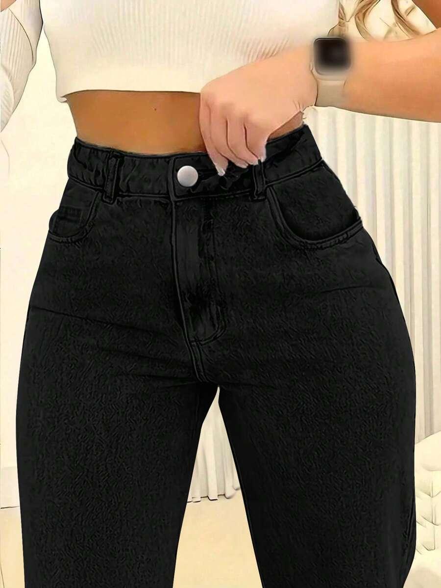 CZARNE SPODNIE JEANS WYSOKI STAN