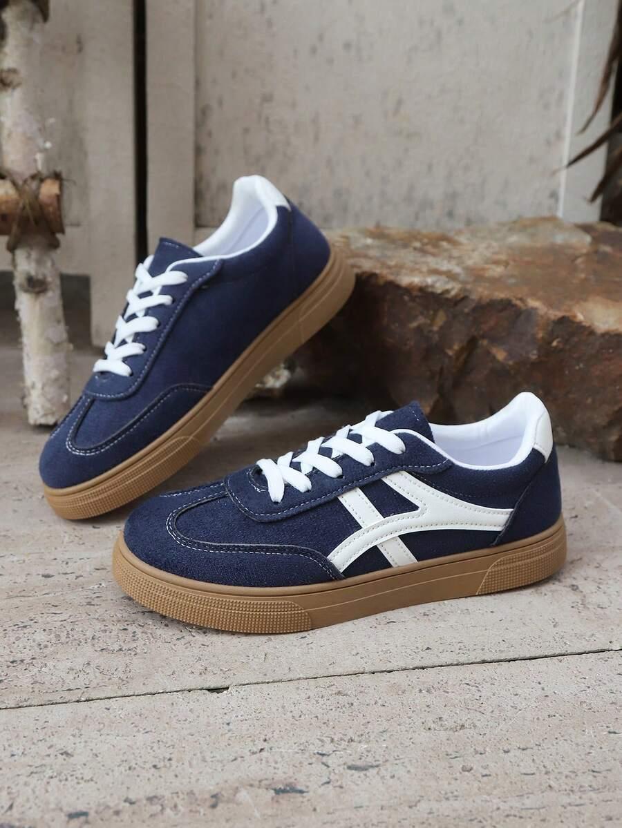 GRANATOWE SZNUROWANE BUTY SPORTOWE DAMSKIE