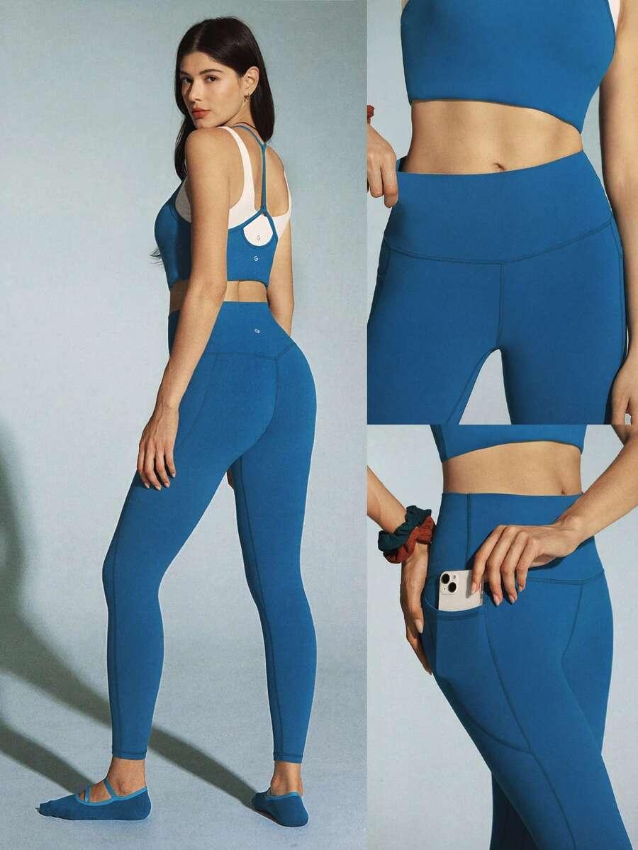 NIEBIESKIE LEGGINSY WYSOKI STAN 