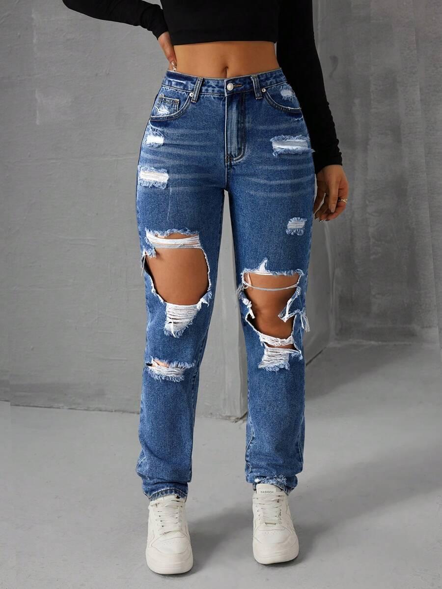 SPODNIE JEANS PRZETARCIA 