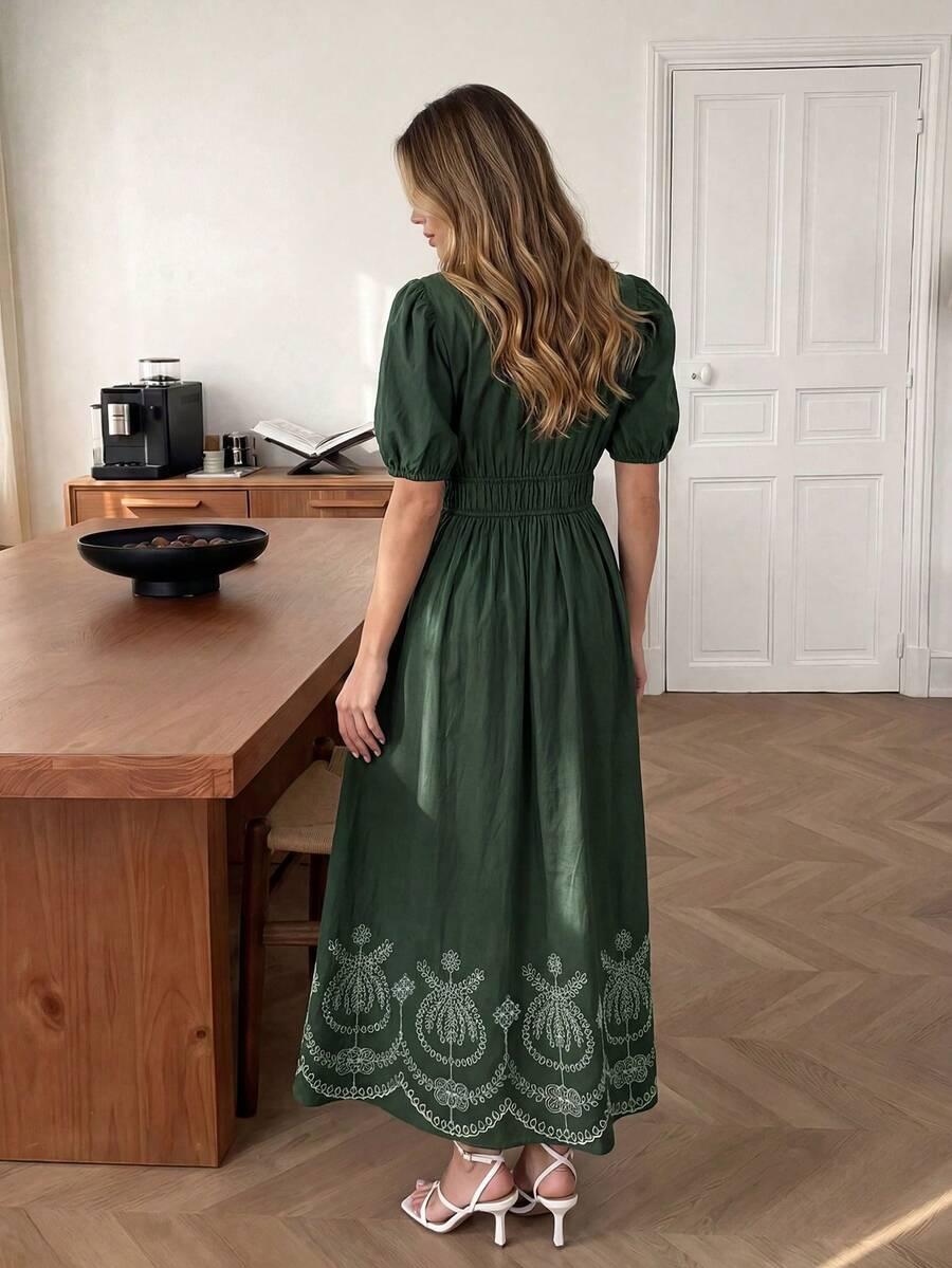 zielona sukienka krótki rękaw