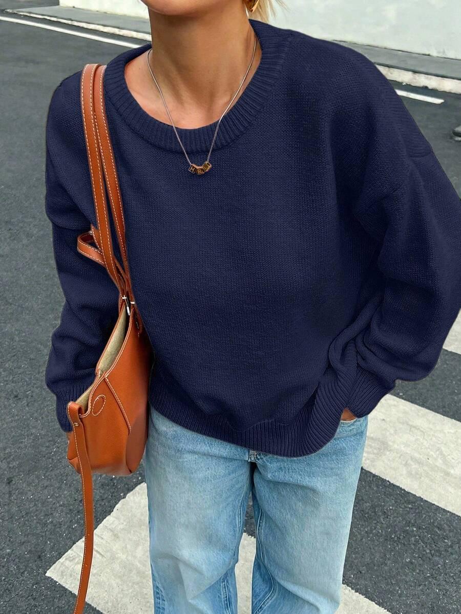 GRANATOWY SWETER OVERSIZE