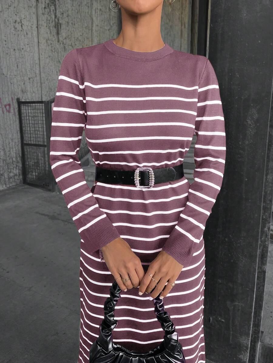 RÓŻOWA MAXI SUKIENKA WZÓR PASKI