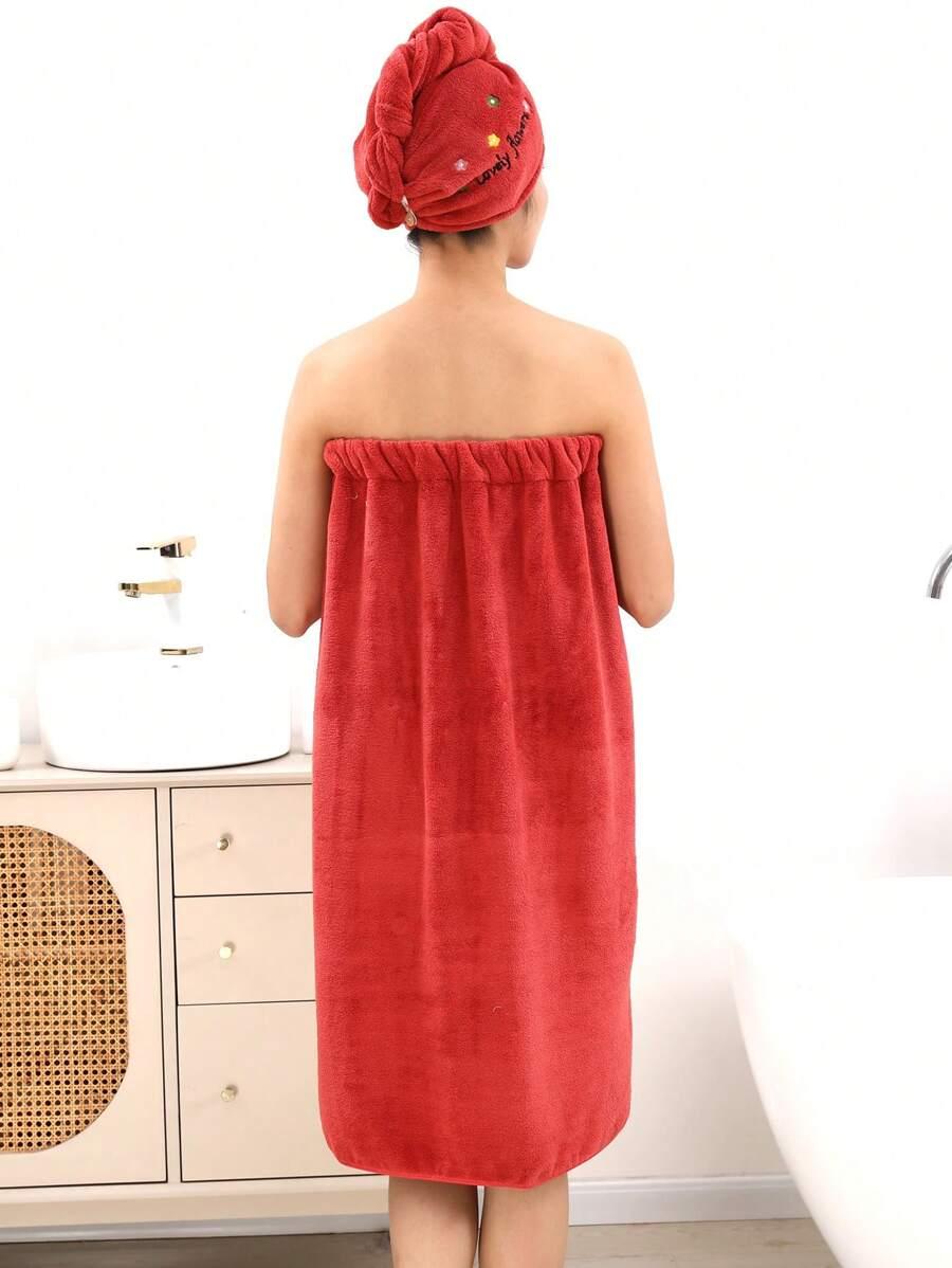 czerwony ręcznik turban komplet